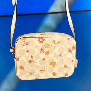 Coach Mini Camera Bag In Signature Canvas With Mystical Floral Print c8700 Chalk